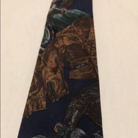 VTG Rare 80’s/90’s Polo Motorcycle Print Necktie - Picture 4 of 8